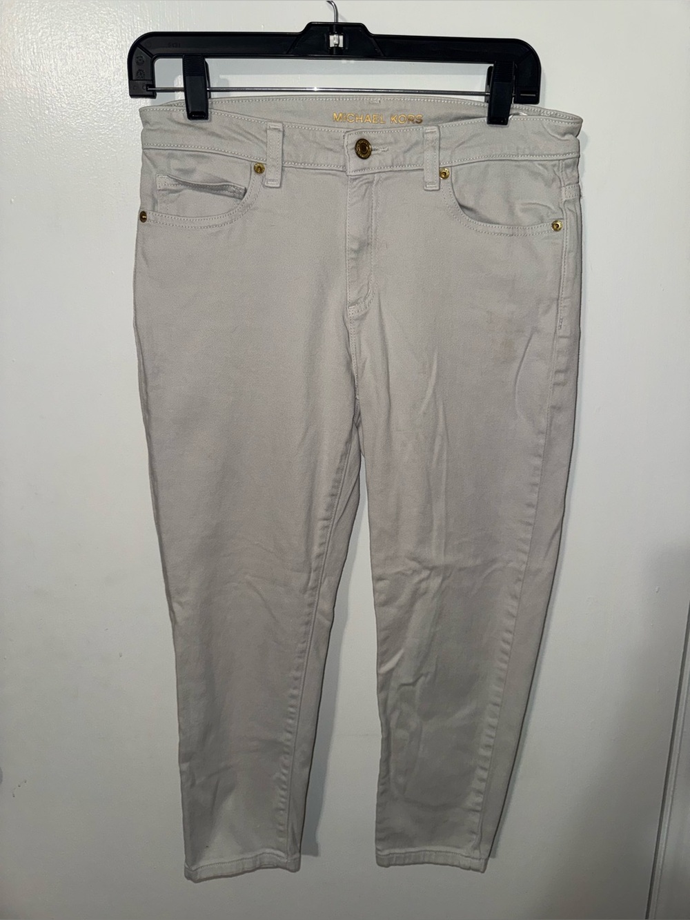 Michael Kors light grey Ankle Izzy skinny Cropped Stretch Jeans size 8